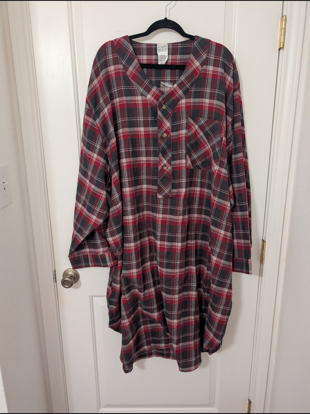 NWOT John Blair Mens Plaid Flannel Night Shirt Size 3X/4X